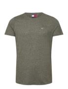 Tjm Xslim Jaspe C Neck Ext Tops T-Kortærmet Skjorte Khaki Green Tommy Jeans