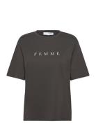 Slfvilja Ss Printed Tee W Tops T-shirts & Tops Short-sleeved Grey Selected Femme