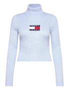 Tjw Melange Trtlnck Flag Sweater Tops Knitwear Turtleneck Blue Tommy Jeans