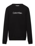 Inst. Logo Regular Cn Tops T-shirts Long-sleeved T-Skjorte Black Calvin Klein