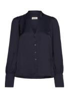 Tinous Satin Tops Blouses Long-sleeved Navy Zadig & Voltaire