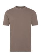 Mens Stretch Crew Neck Tee S/S Tops T-Kortærmet Skjorte Brown Lindbergh