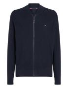 Structure Baseball Zip Through Tops Knitwear Full Zip Jumpers Navy Tommy Hilfiger