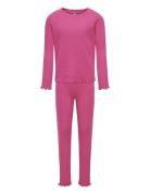 Kogmunte Loungewear L/S Pant Set Jrs Pyjamassæt Pink Kids Only