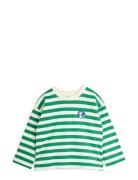 Stripe Yd Ls Tee Tops T-shirts Long-sleeved T-Skjorte Green Mini Rodini