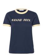 Montherlant Grand Prix / Gots Tops T-shirts & Tops Short-sleeved Navy Maison Labiche Paris