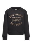 Sweatshirt Tops Sweatshirts & Hoodies Sweatshirts Black Zadig & Voltaire Kids