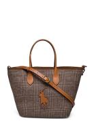 Plaid Wool-Blend Medium Bellport Tote Bags Totes Brown Polo Ralph Lauren