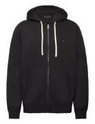 Essential Fleece Zip Through Tops Sweatshirts & Hoodies Hoodies Black Tommy Hilfiger