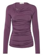 Amilia Ring Detail Jersey Top Tops T-shirts & Tops Long-sleeved Purple Malina