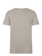 Mouliné O-Neck Tee S/S Tops T-Kortærmet Skjorte Grey Lindbergh