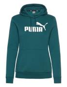 Ess Logo Hoodie Fl  Tops Sweatshirts & Hoodies Hoodies Green PUMA