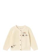 Nmfemlen Emb Ls Knit Card Lil Tops Knitwear Cardigans Cream Lil'Atelier