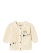 Nbfemlen Emb Ls Knit Card Lil Tops Knitwear Cardigans Cream Lil'Atelier