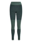 Hmlclea Seamless Mid Waist Tights Sport Running-training Tights Seamless Tights Green Hummel