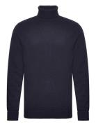 Man Chunky Roll Neck Sweater Tops Knitwear Turtlenecks Navy Davida Cashmere