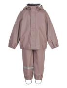 Pu Rain No Susp. Recycled Outerwear Rainwear Rainwear Sets Pink Mikk-line