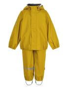 Pu Rain No Susp. Recycled Outerwear Rainwear Rainwear Sets Yellow Mikk-line