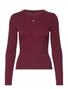 Tjw Slim Essential Rib Ls Tops T-shirts & Tops Long-sleeved Red Tommy Jeans