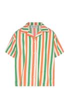 Vertical Stripes Woven Shirt Tops Shirts Short-sleeved Shirts Orange Bobo Choses