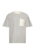 Over D Striped Rough Pique S/S Tops T-Kortærmet Skjorte White Lindbergh