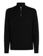 Merino Rws Zip Through Jacket Tops Knitwear Half Zip Jumpers Black Calvin Klein