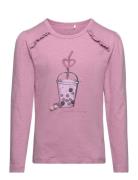 T-Shirt Ls Tops T-shirts Long-sleeved T-Skjorte Pink Minymo