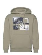 Relaxed Hoodie With Print Tops Sweatshirts & Hoodies Hoodies Green Tom Tailor