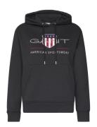 Archive Shield Hoodie Tops Sweatshirts & Hoodies Hoodies Black GANT