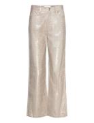 Daphne Straight Leg Metallic Pants Bottoms Trousers Straight Leg Grey Malina