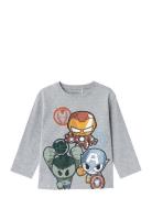 Nmmanan Marvel Ls Nreg Top Mar Tops T-shirts Long-sleeved T-Skjorte Grey Name It