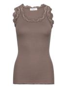 Rwbabette Sl U-Neck Long Lace Top Tops T-shirts & Tops Sleeveless Brown Rosemunde