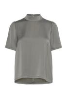 Mschminara Maluca 2/4 Top Tops Blouses Short-sleeved Grey MSCH Copenhagen