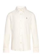 Cotton Interlock Shirt Tops Shirts Long-sleeved Shirts White Ralph Lauren Kids