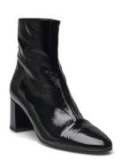 264-Doniama Vernis Plisse Shoes Boots Ankle Boots Ankle Boots With Heel Black Jonak Paris