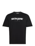 Essentiel Puff Print Ss Tshirt Tops T-Kortærmet Skjorte Black SIXTH JUNE