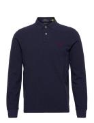 Custom Slim Fit Mesh Polo Shirt Tops Polos Long-sleeved Blue Polo Ralph Lauren