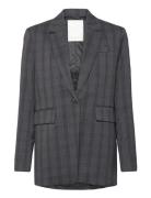 Mschcalile Loose Blazer Chk Blazers Single Breasted Blazers Grey MSCH Copenhagen