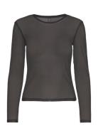 Pcninni Ls Mesh Top Noos Bc Tops T-shirts & Tops Long-sleeved Black Pieces