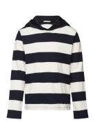 Striped Hooded Longsleeve Tops Sweatshirts & Hoodies Hoodies Navy Tom Tailor