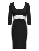 Neoprene Scuba Scoop Neck Dress Knælang Kjole Black Calvin Klein