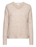 Onlcamilla V-Neck L/S Pullover Knt Noos Tops Knitwear Jumpers Beige ONLY