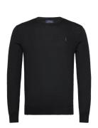 Slim Fit Washable Wool Crewneck Sweater Tops Knitwear Round Necks Black Polo Ralph Lauren