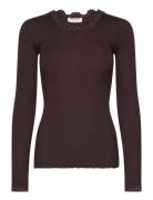 Rwbabette Ls Regular Lace T-Shirt Tops T-shirts & Tops Long-sleeved Brown Rosemunde