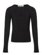 Viscose Long Sleeve Tee Tops T-shirts Long-sleeved T-Skjorte Black Rosemunde Kids