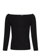 Viscose Long Sleeve Off Shoulder To Tops T-shirts Long-sleeved T-Skjorte Black Rosemunde Kids