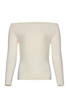 Viscose Long Sleeve Off Shoulder To Tops T-shirts Long-sleeved T-Skjorte White Rosemunde Kids