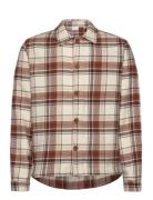 Big Checked Heavy Flannel Overshirt Tops Overshirts Brown Knowledge Cotton Apparel