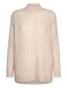 Slfmaline Ls Knit High Neck Noos Tops Knitwear Jumpers Beige Selected Femme