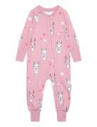 Bamboo Two Way Zip Pyjamas Pink Lama Langærmet Body Pink Geggamoja